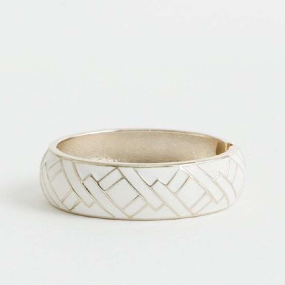J.Crew White and Gold Enamel Paneled Bangle